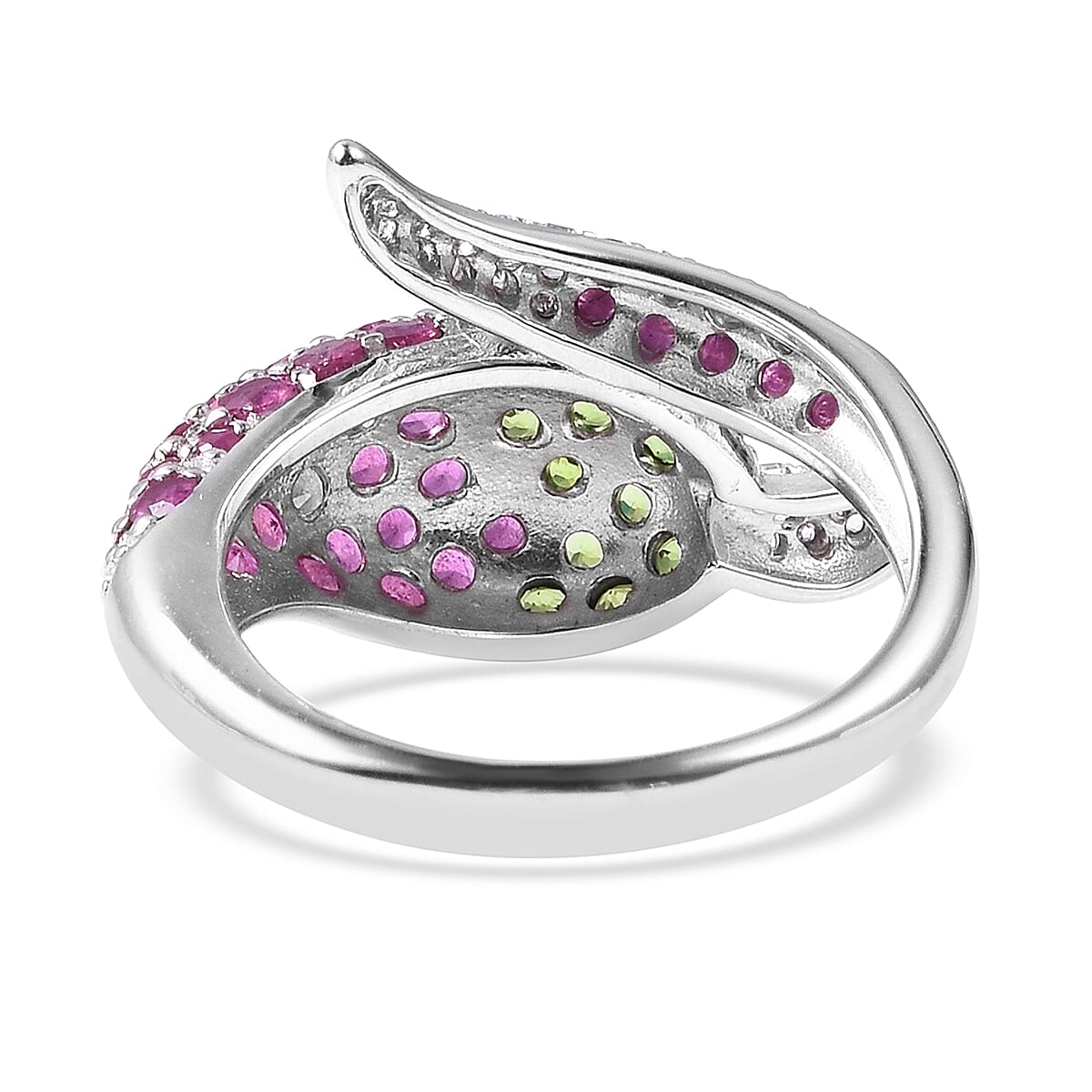 Special GP Chilli Pepper Collection - African Ruby (FF), Multi Gemstone Ring in Rhodium Overlay Sterling Silver 4.15 Ct.