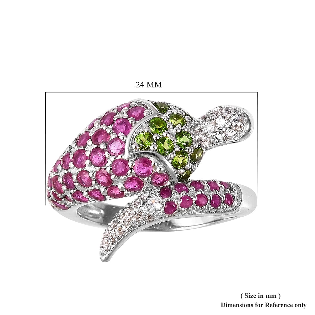 Special GP Chilli Pepper Collection - African Ruby (FF), Multi Gemstone Ring in Rhodium Overlay Sterling Silver 4.15 Ct.