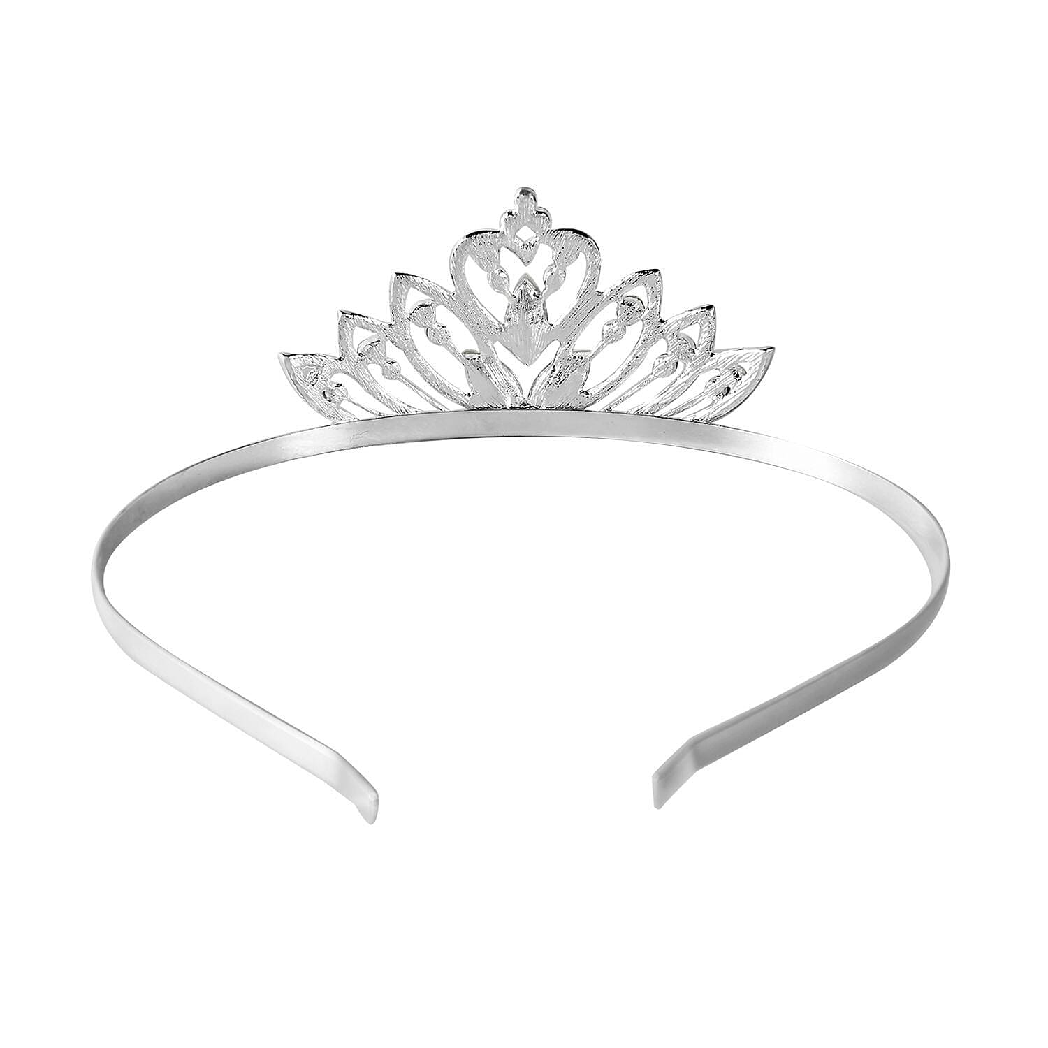 White Austrian Crystal and Simulated Mercury Mystic Topaz Tiara in Silver Tone