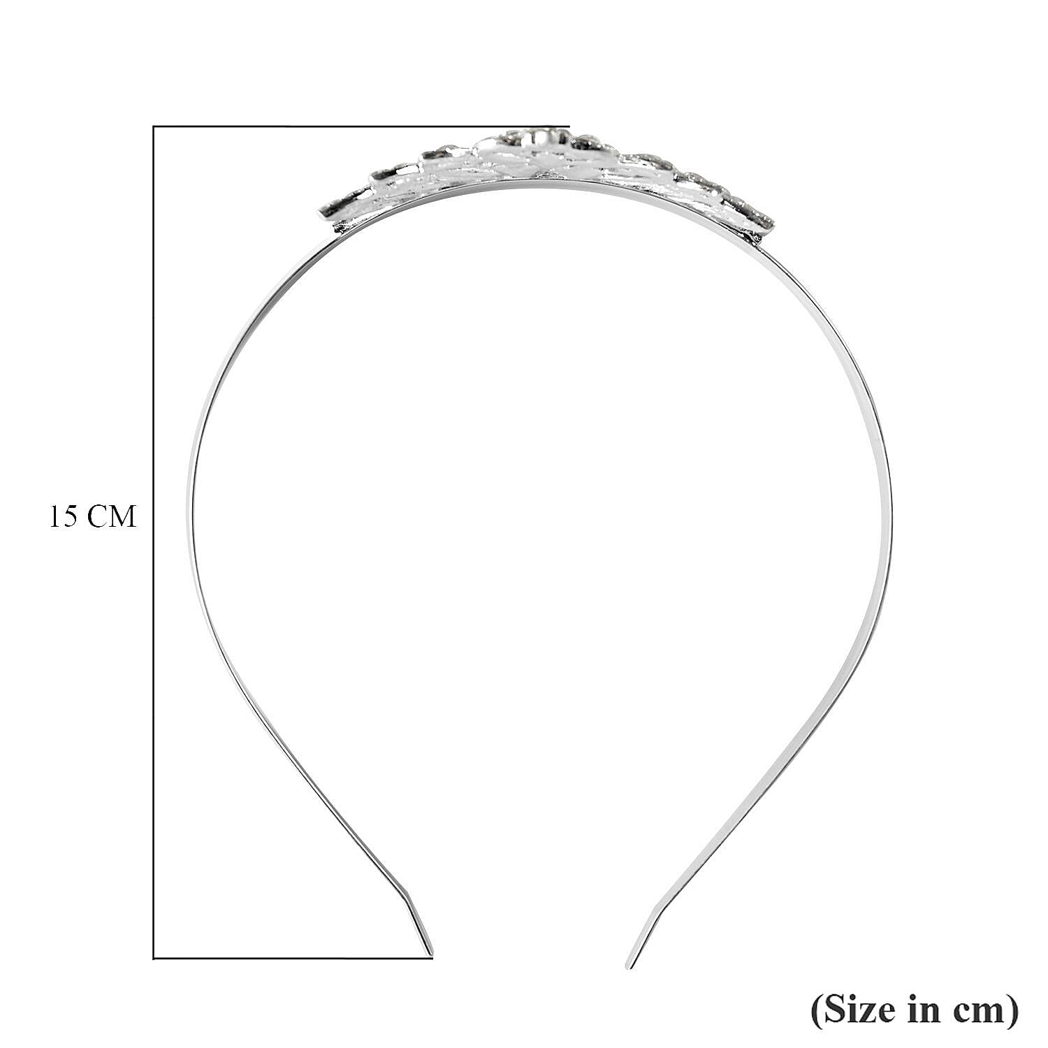 White Austrian Crystal and Simulated Mercury Mystic Topaz Tiara in Silver Tone