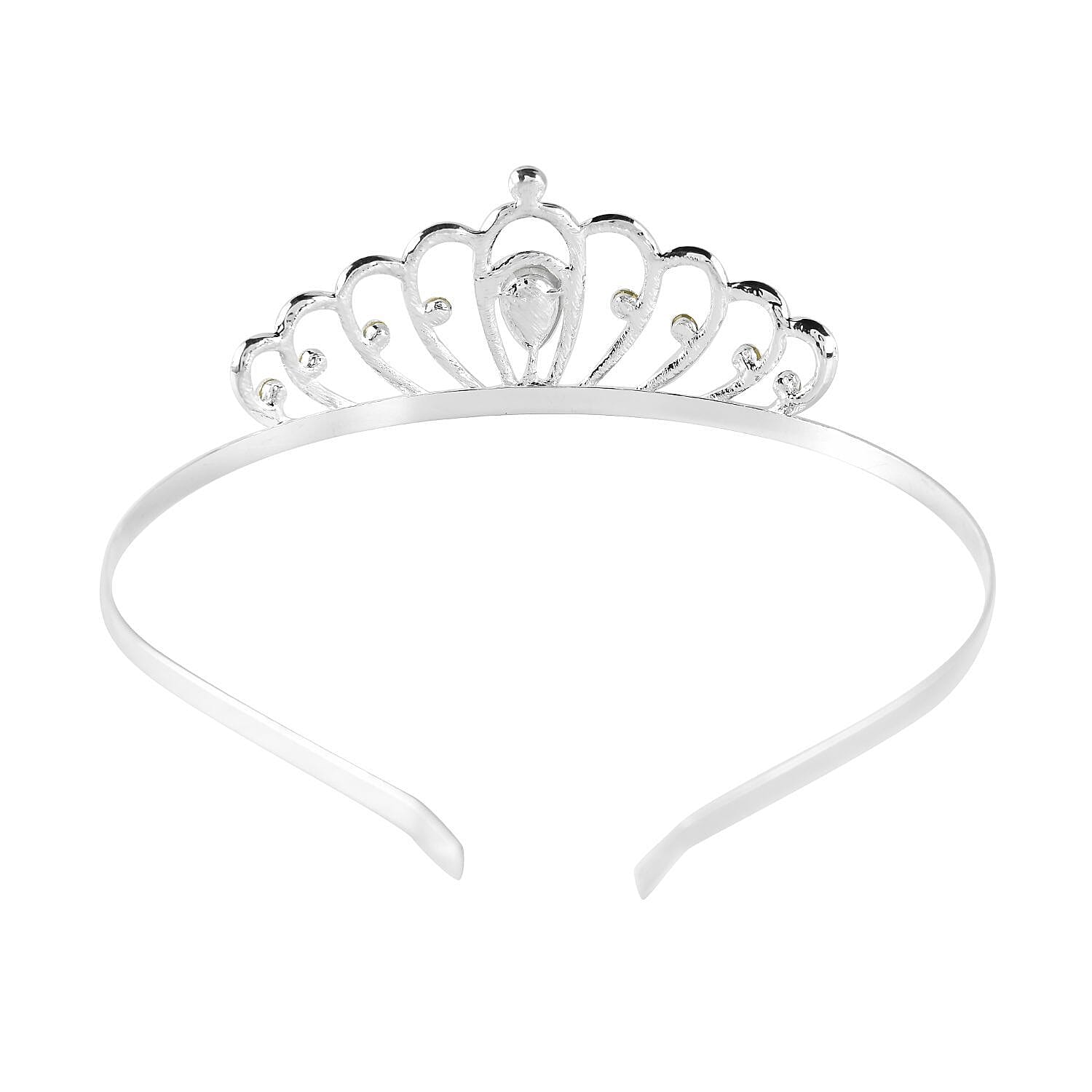 White Austrian Crystal and Simulated Mercury Mystic Topaz Tiara in Silver Tone