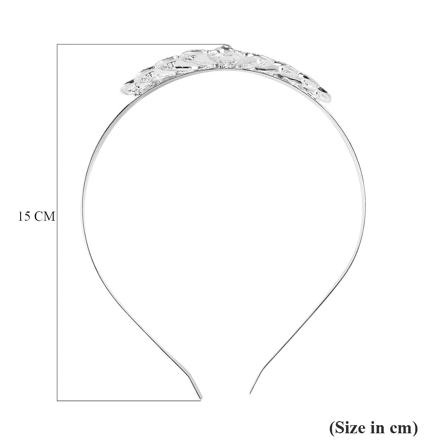 White Austrian Crystal and Simulated Mercury Mystic Topaz Tiara in Silver Tone