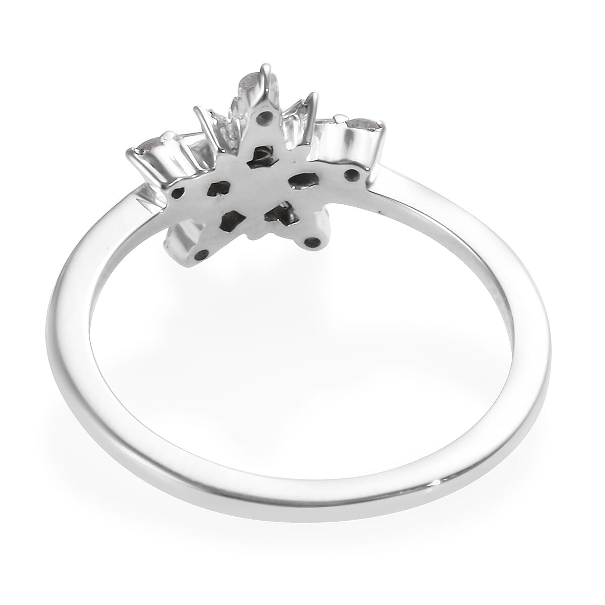 9K White Gold SGL Certified Diamond (Rnd and Bgt) (I2-I3/G-H) Snowflake Design Ring 0.25 Ct.