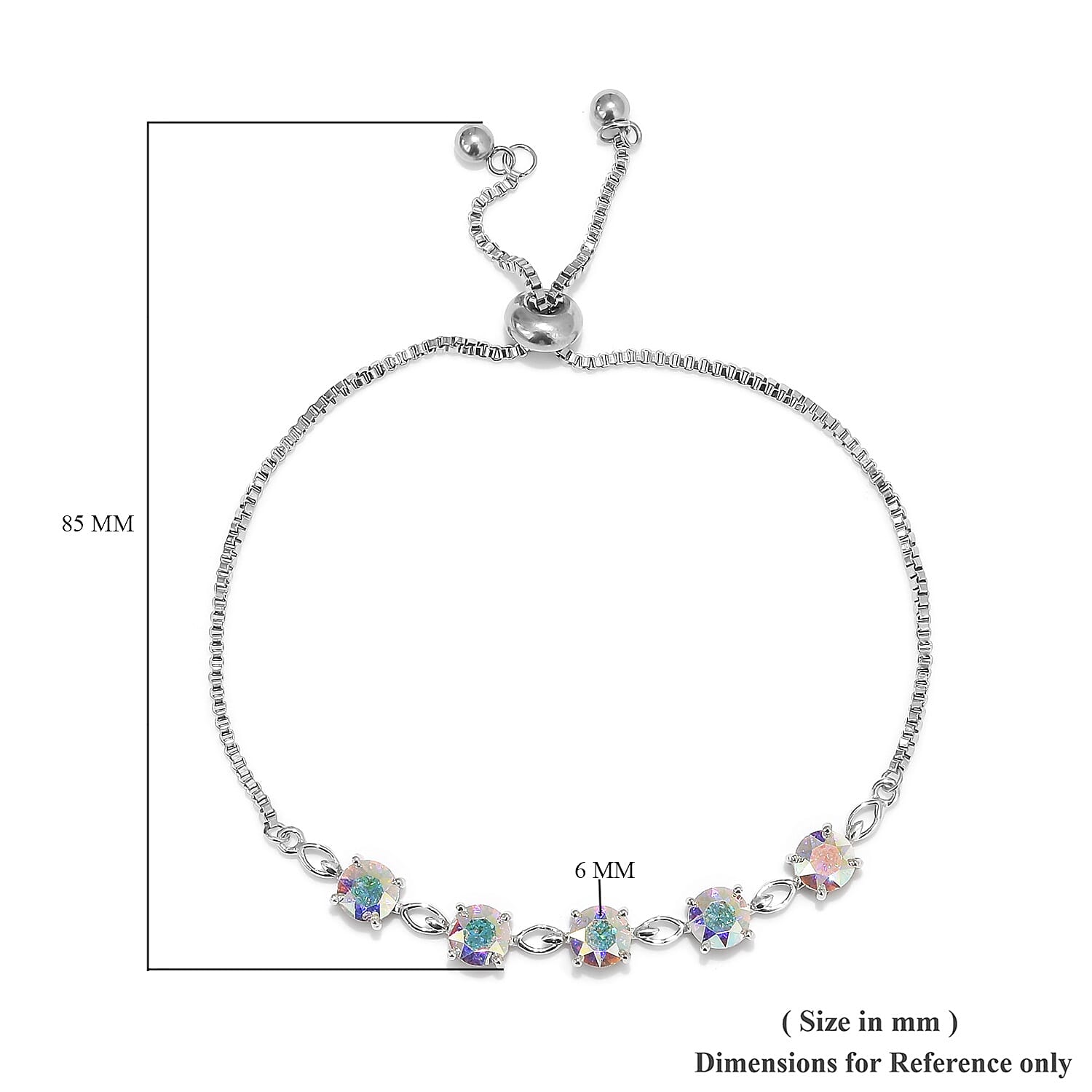 J Francis -  AB Crystal (Rnd) Bracelet (Size 6.5-9 Adjustable) in Platinum Plated