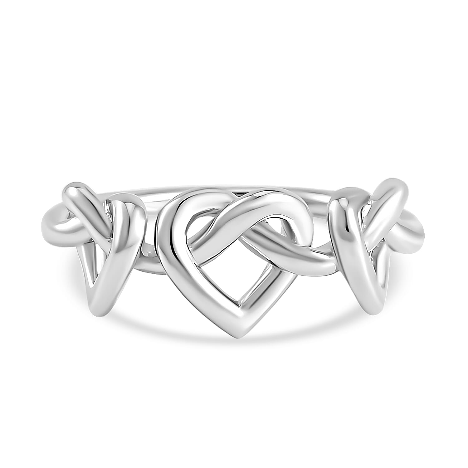 LucyQ Amore Heart Collection - Rhodium Plated Sterling Silver Triple Entwine Ring