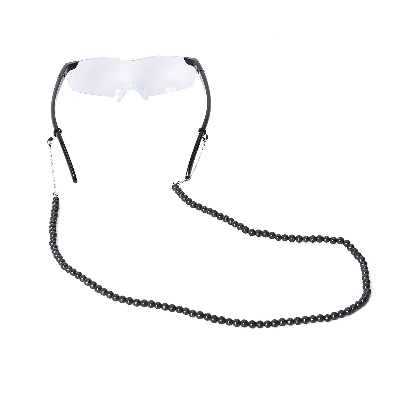 2 Piece Set - Big Vision Magnifying Glasses and Shungite Beads Strings/ Necklace 150ct (Size 32) -160%- Black Colour