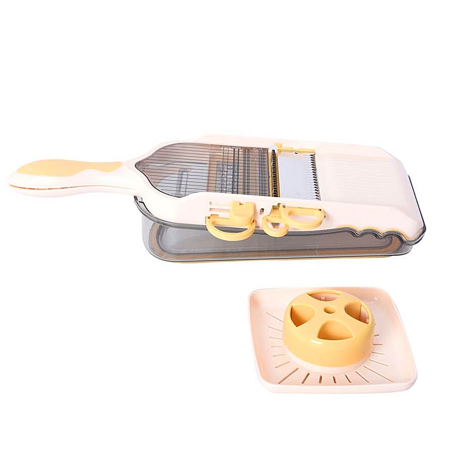 6 in 1 Multi Function Vegetable Slicer with Interchangeable Stainless Steel Blades (Size 37.5x13.8x5.3 Cm)