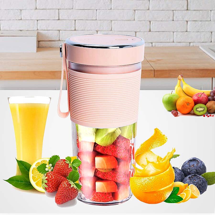 Rechargeable and Portable 350 ml Juicer Blender with Three Blades - Pink