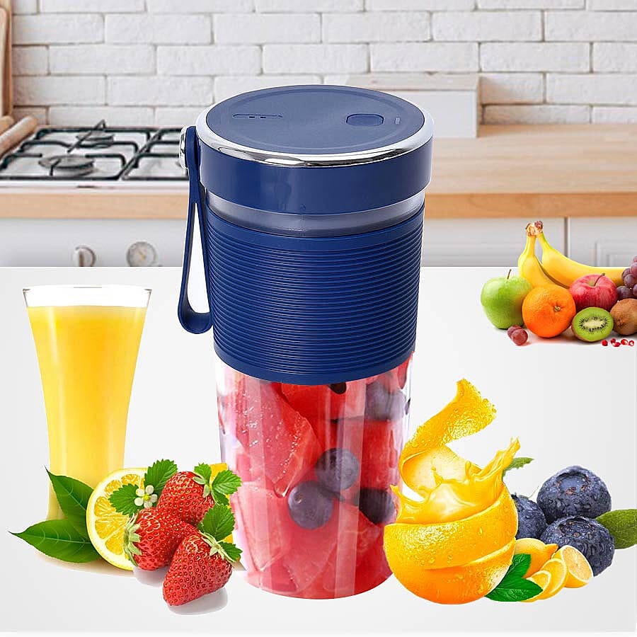 Rechargeable and Portable 350 ml Juicer Blender with Three Blades - Navy