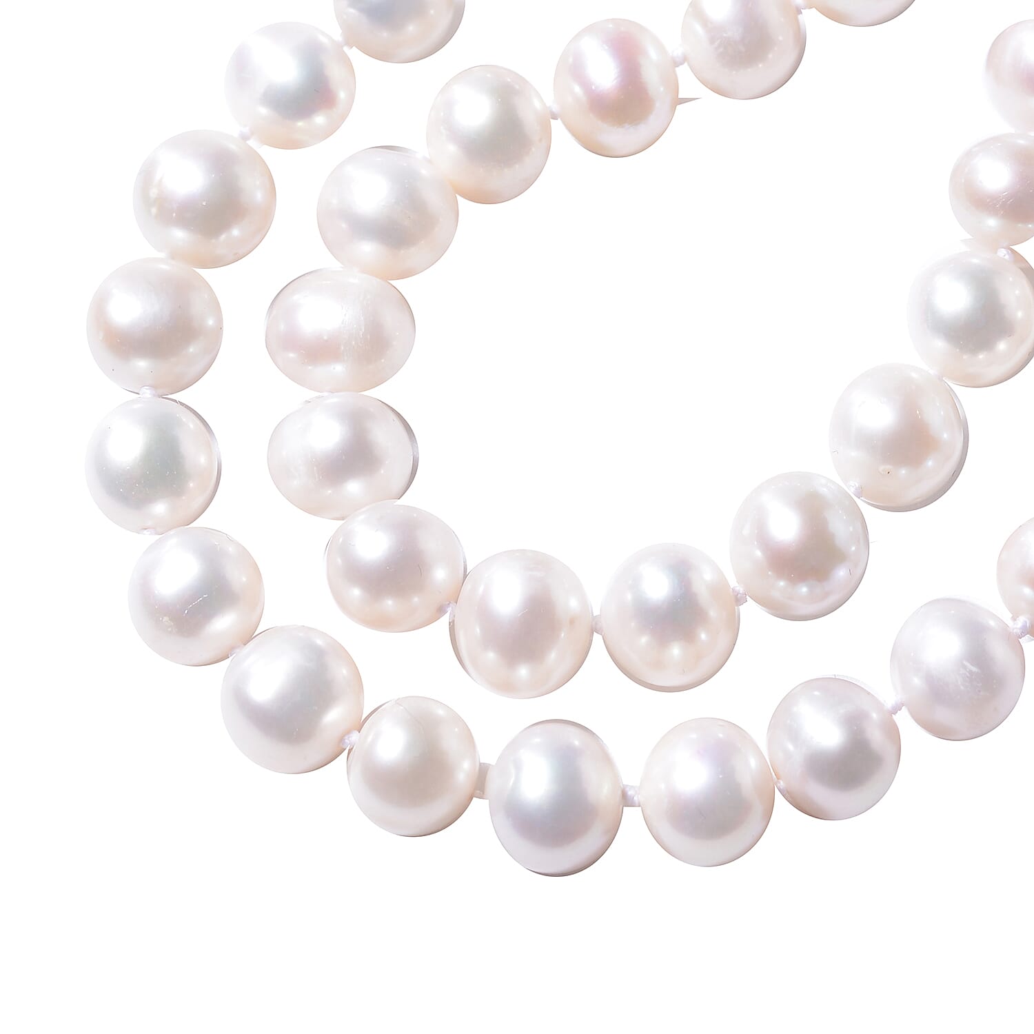 Freshwater Pearl (Rnd) Lariat Necklace (Size 29 Adjustable) in Rhodium Overlay Sterling Silver