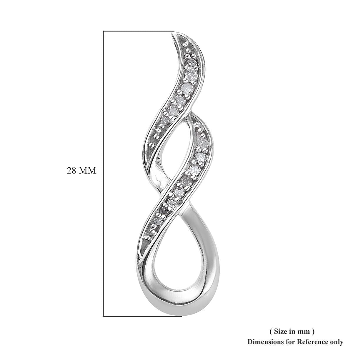 Diamond (Rnd) Infinity Symbol Earrings (with Push Back) in Platinum Overlay Sterling Silver 0.15 Ct.