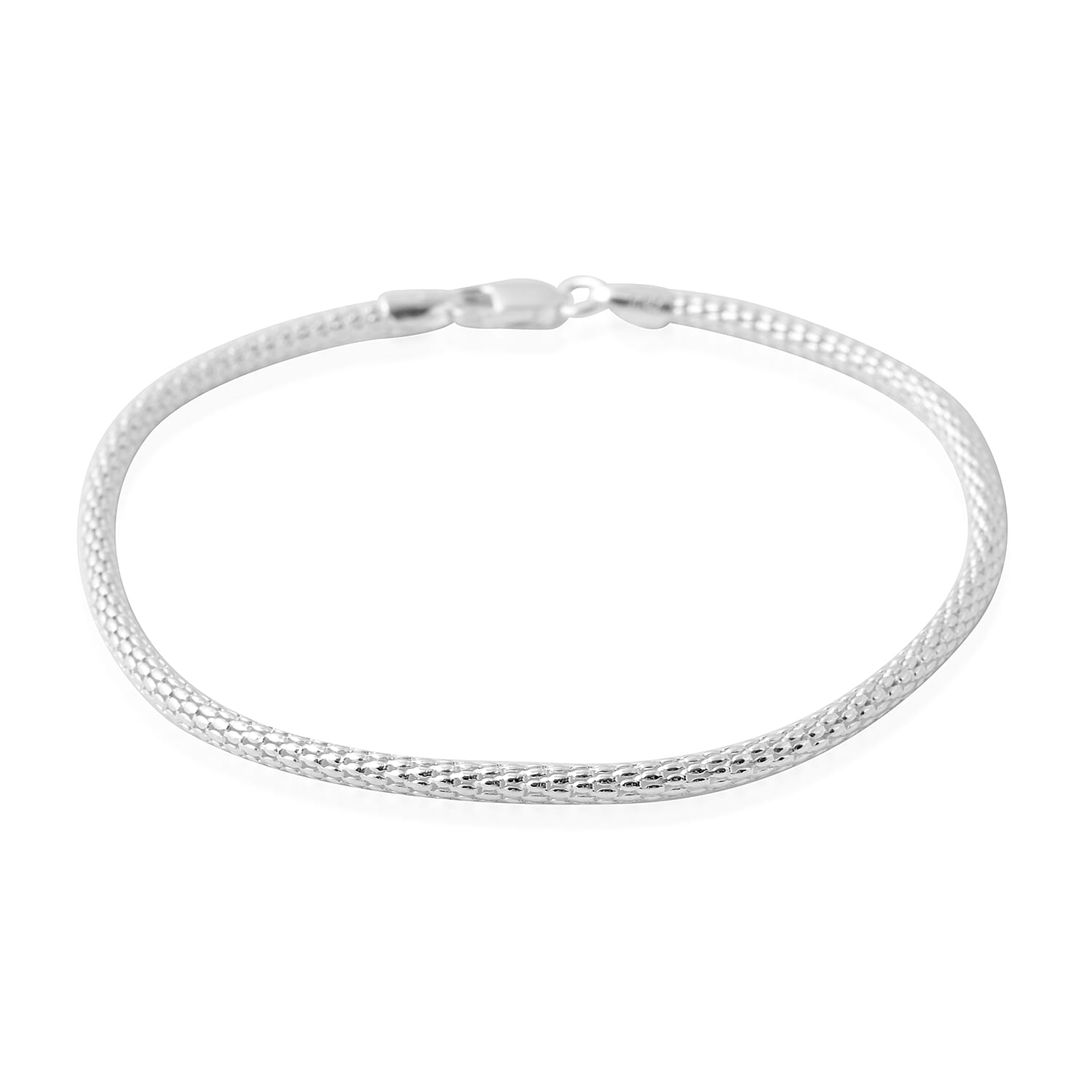 Italian Made - Sterling Silver Mesh Snake Bracelet (Size 8)