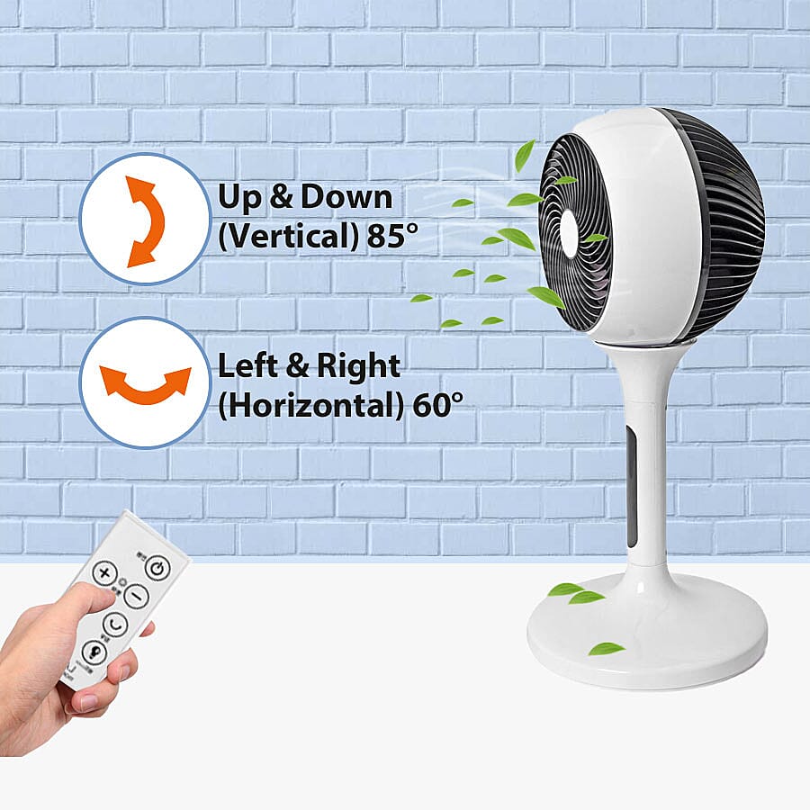 3D Oscillating Fan with Remote Control, With 12 Speed Settings - Colour: Black and White