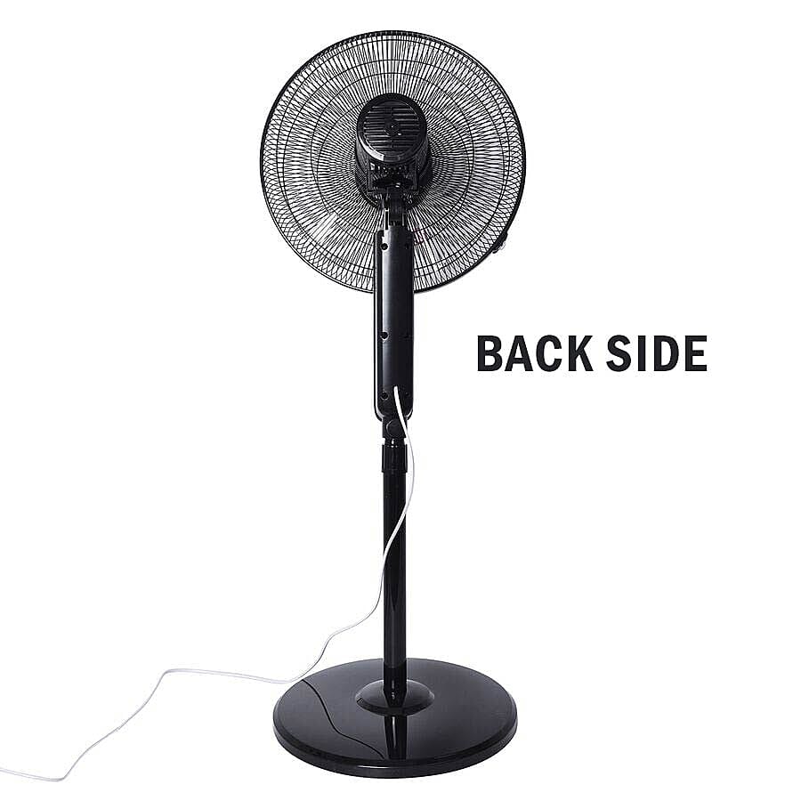 Pedestal Fan with Remote Control, Oscillation Function, Three Wind Speed Settings and Adjustable Stand (Size 135/113x44.5x40 Cm) - Black