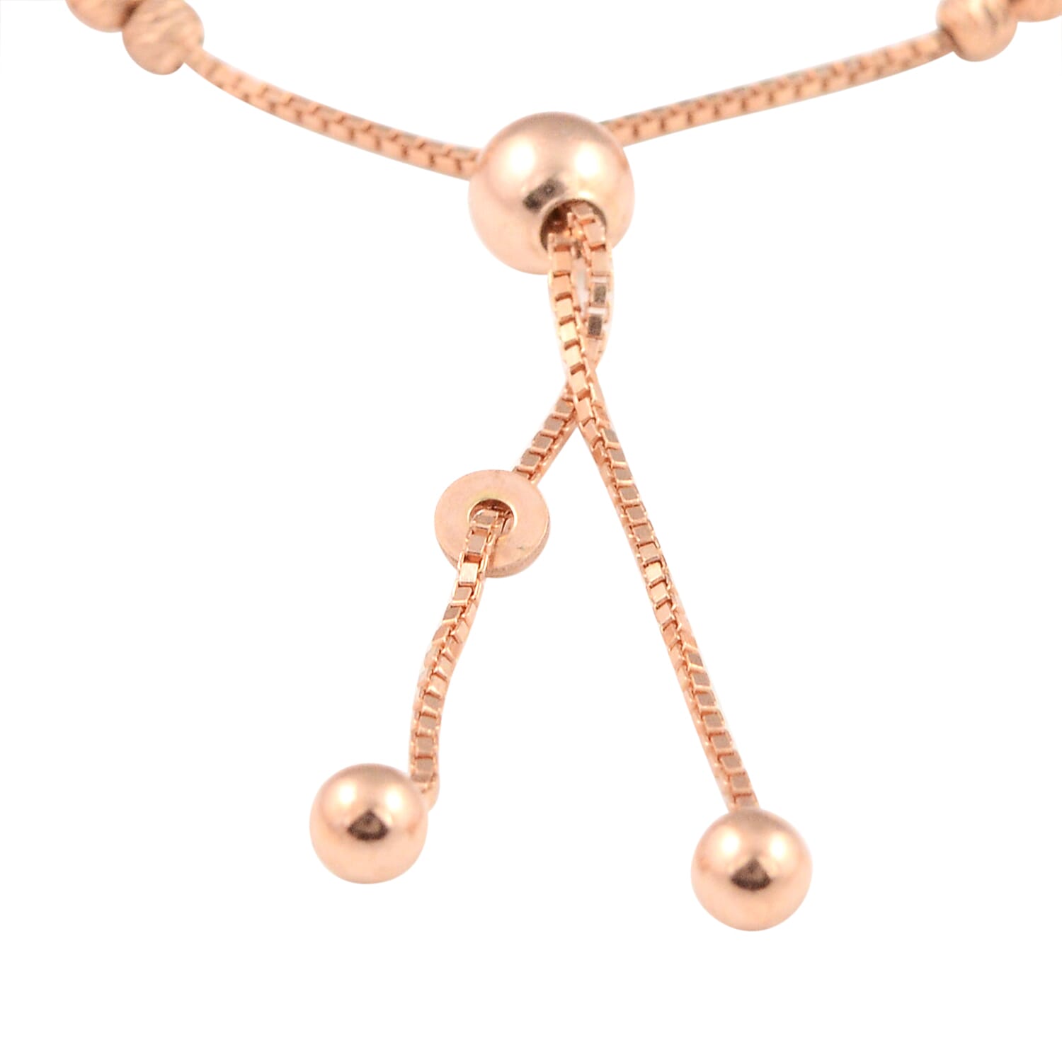 Rose Gold Overlay Sterling Silver Adjustable Beads Bracelet (Size 6.5-8.0), Silver wt 11.73 Gms