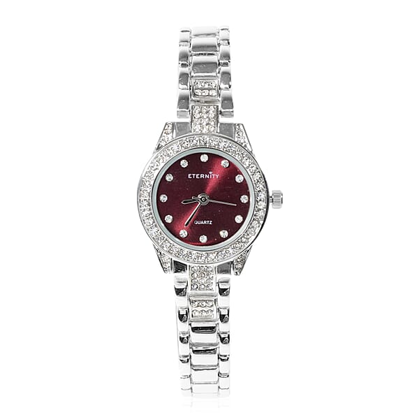 Eternity Ladies Studded Watch With Violet Colour Dial in Silver Tone ...