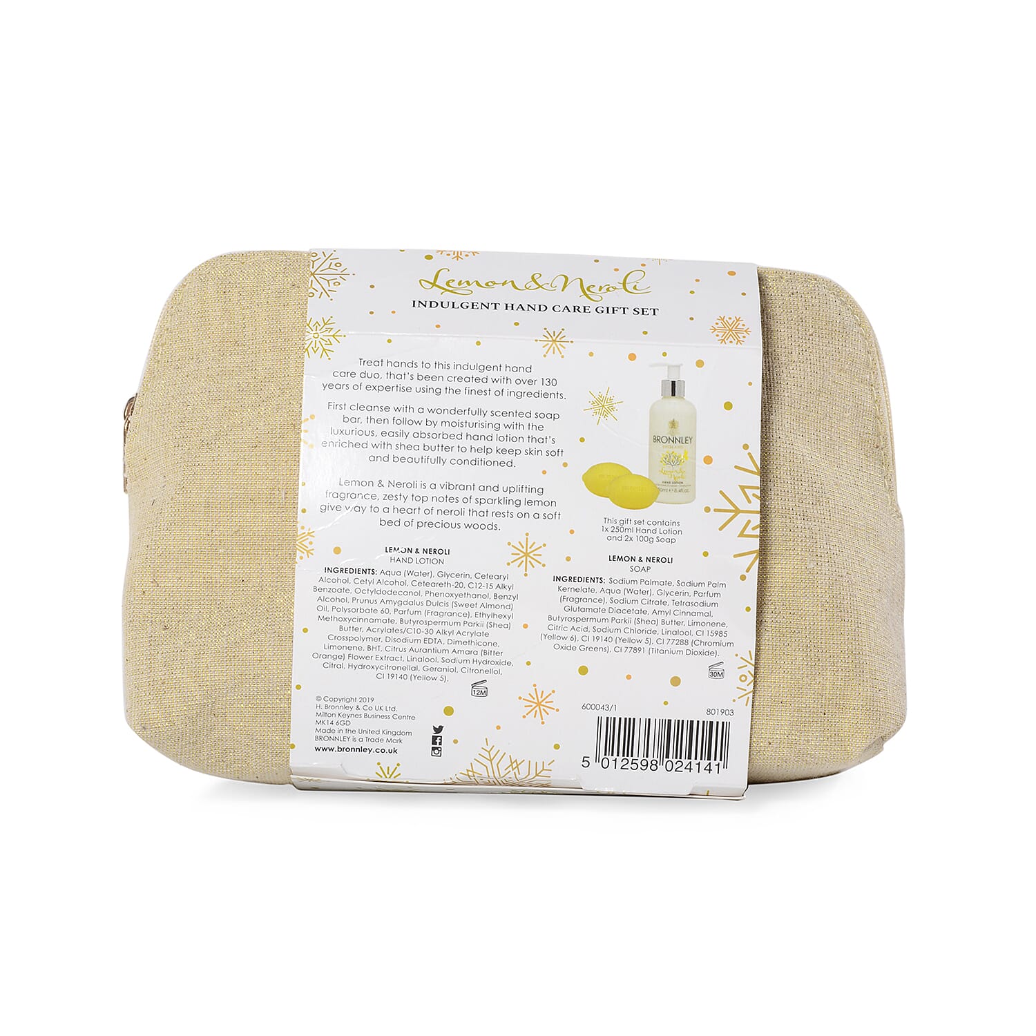 Bronnley: Indulgent Hand Care Duo - Lemon & Neroli (Incl. Hand Lotion - 250ml, 2 x Soap - 100g & Wash Bag)