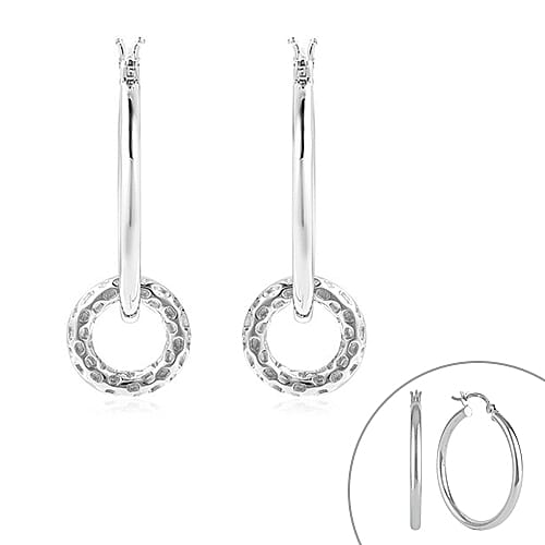 RACHEL GALLEY Allegro Collection - Rhodium Overlay Sterling Silver Mini Loop link Earrings (with Detachable Clasp), Silver wt 11.16 Gms