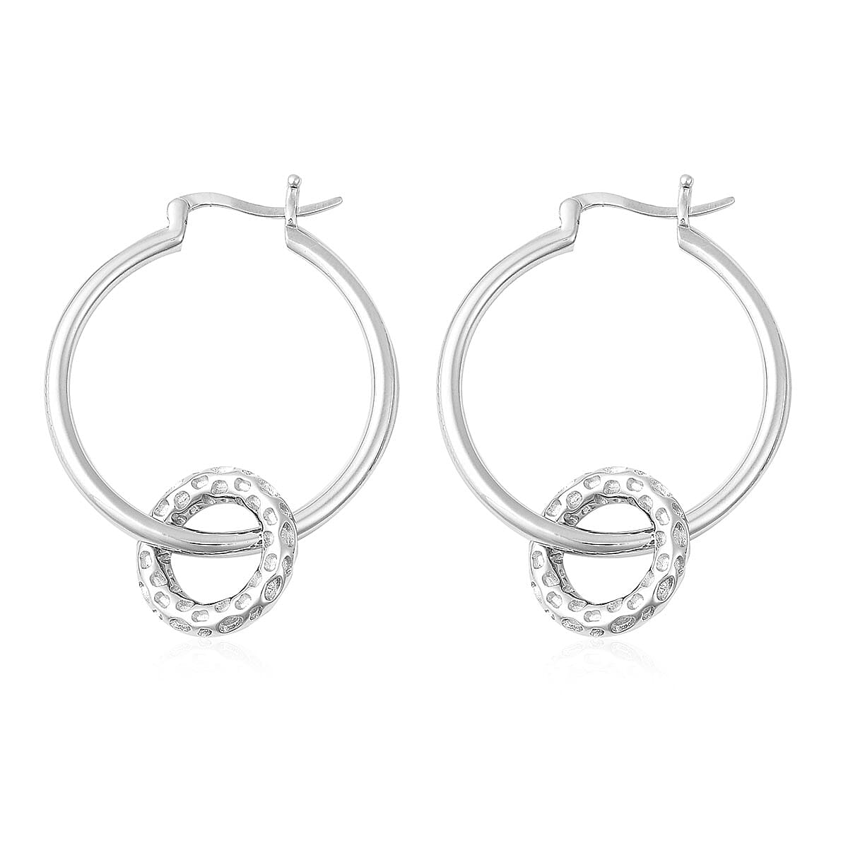 RACHEL GALLEY Allegro Collection - Rhodium Overlay Sterling Silver Mini Loop link Earrings (with Detachable Clasp), Silver wt 11.16 Gms