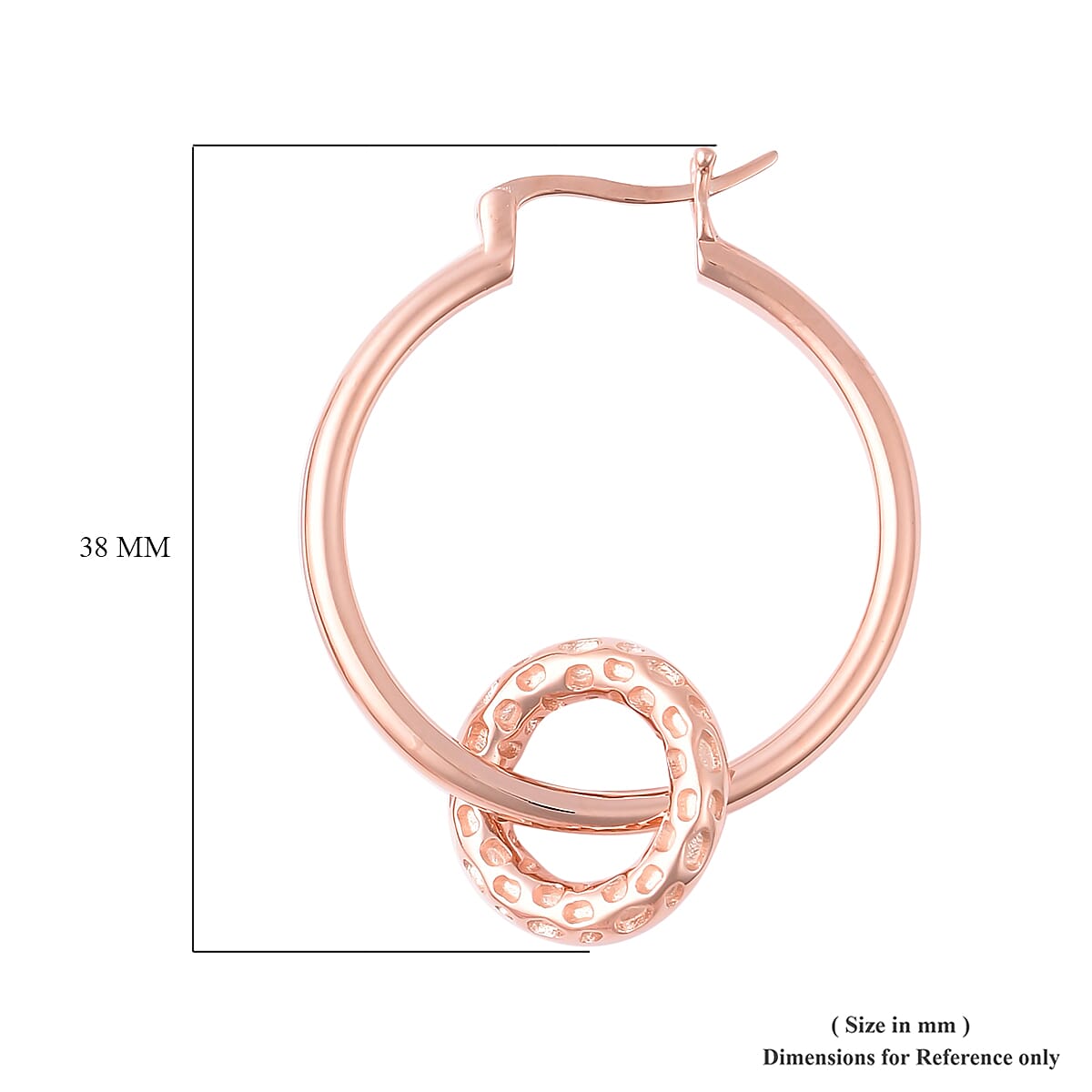 RACHEL GALLEY Allegro Collection - Rose Gold Overlay Sterling Silver Mini Loop link Earrings (with Detachable Clasp), Silver wt. 11.17 Gms