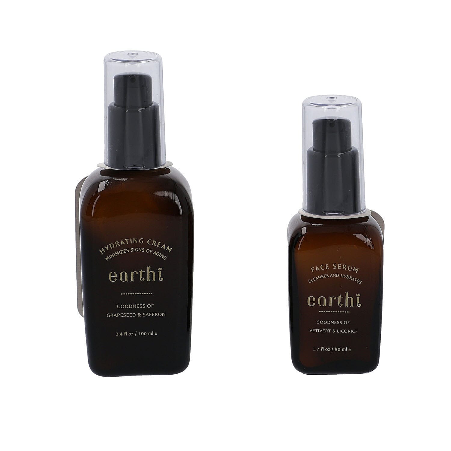 2 Piece Set - Grape Seed & Saffron Hydrating Cream - 100 ML & Vetiver and Licorice Face Serum - 50 ML