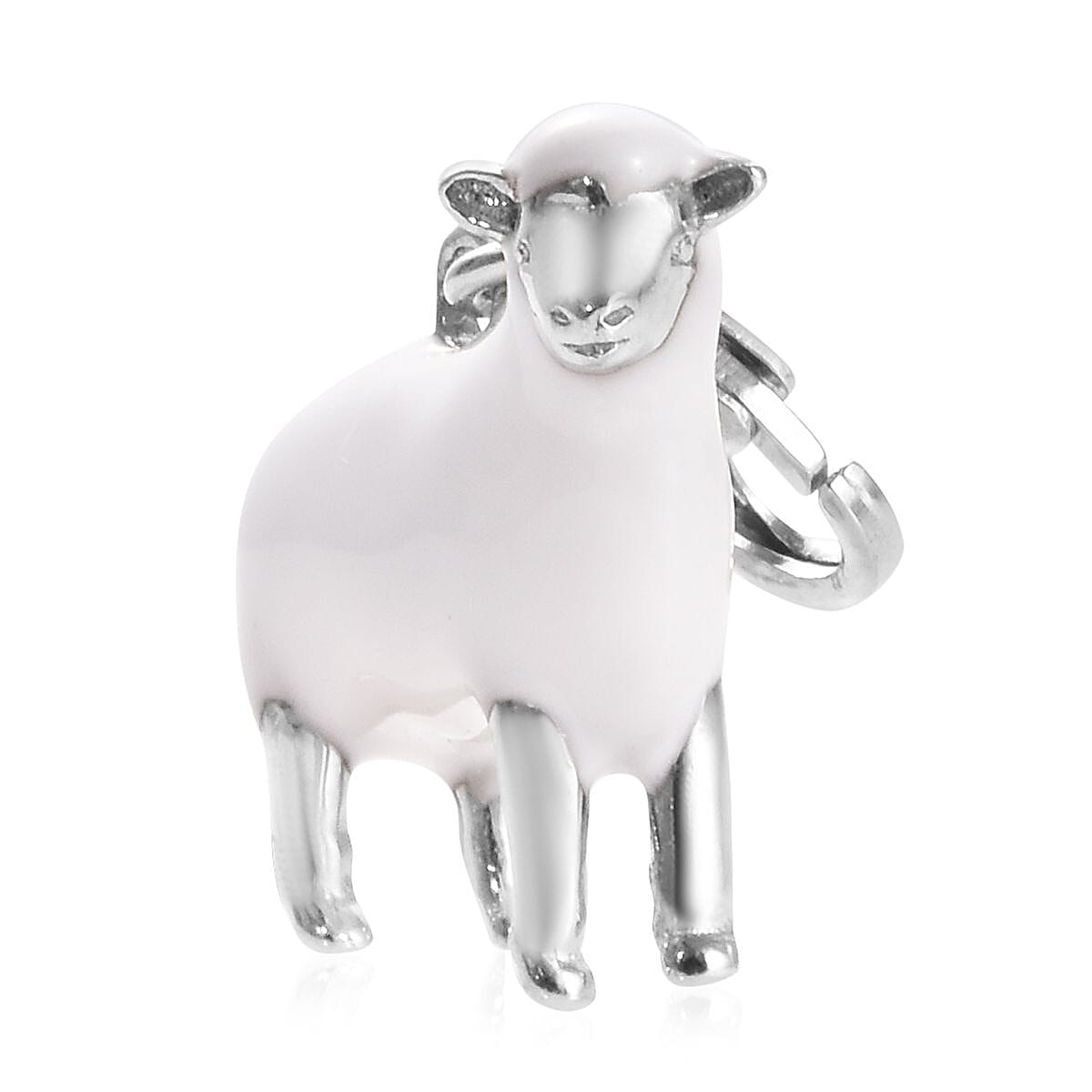 Platinum Overlay Sterling Silver Enamelled Sheep Charm