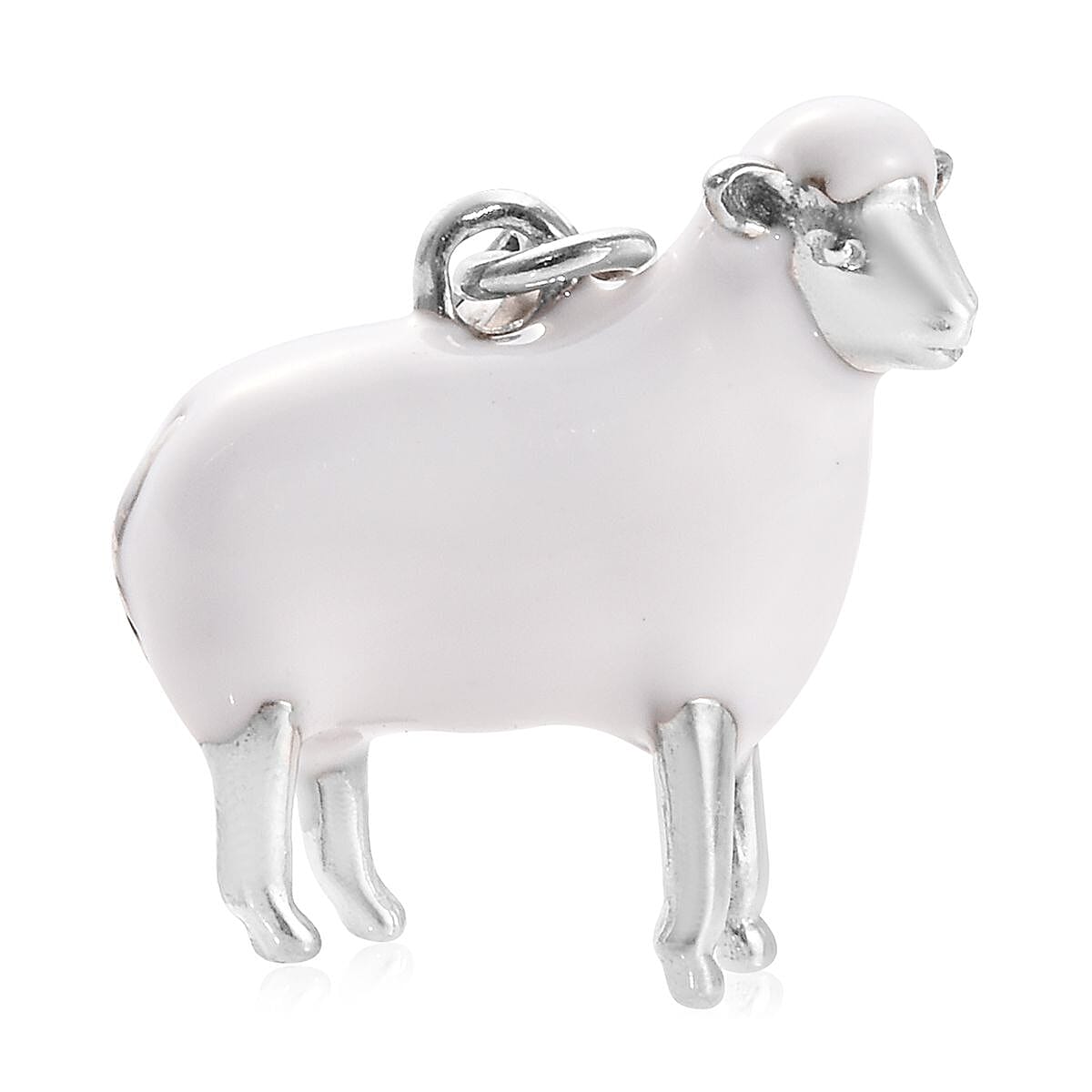 Platinum Overlay Sterling Silver Enamelled Sheep Charm
