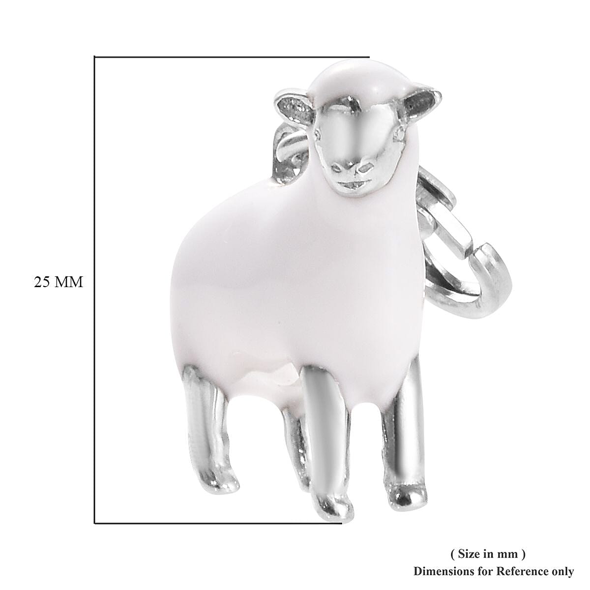 Platinum Overlay Sterling Silver Enamelled Sheep Charm