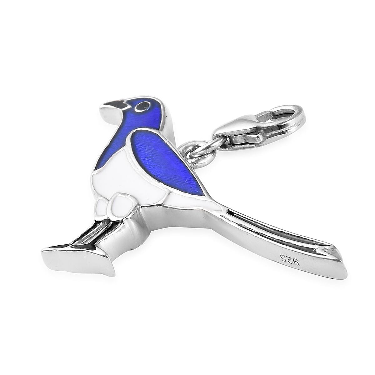 Platinum Overlay Sterling Silver Enamelled Bird Charm
