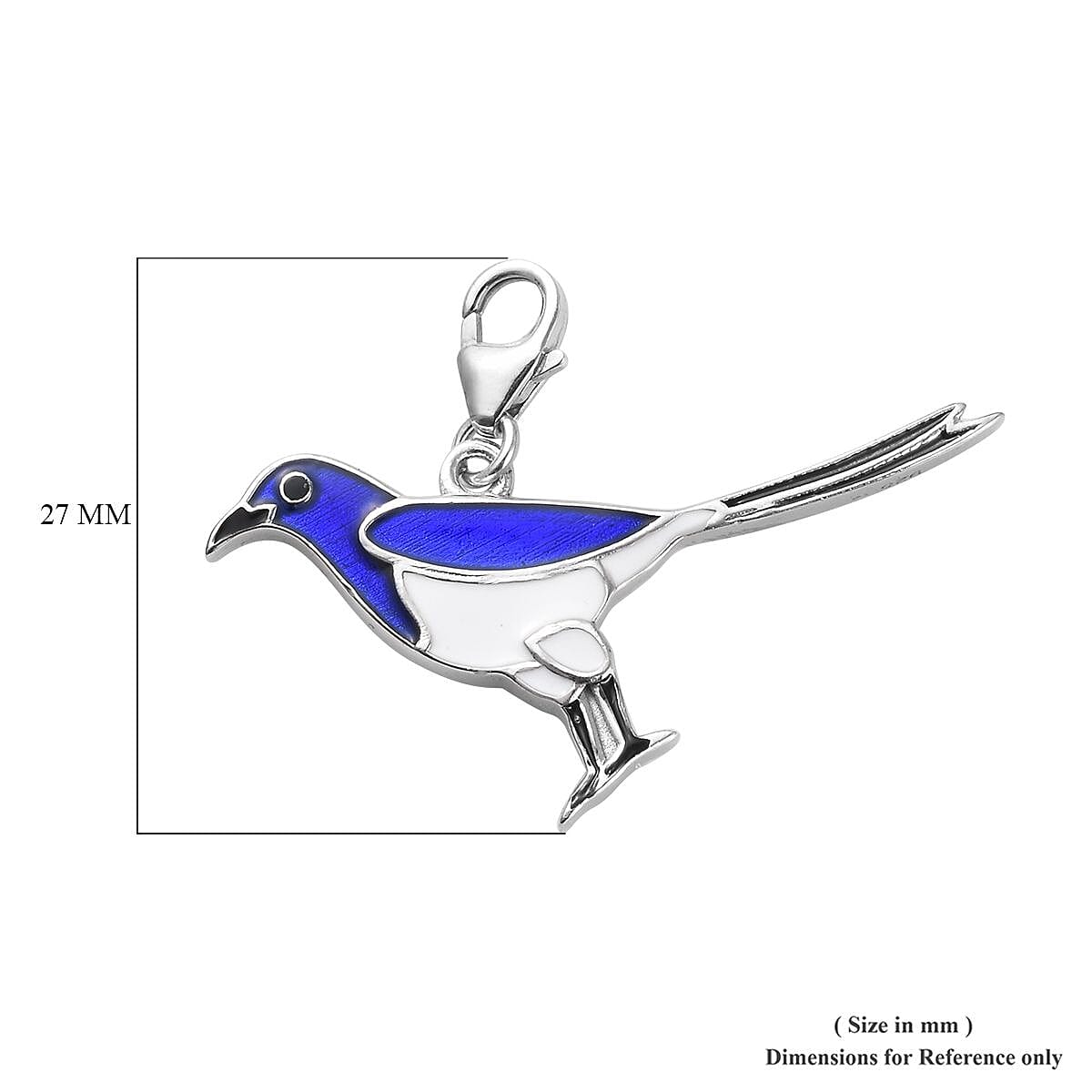 Platinum Overlay Sterling Silver Enamelled Bird Charm