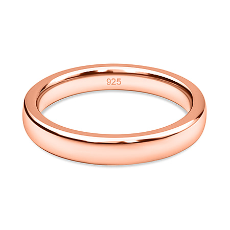 4mm Plain Wedding Band Ring in Sterling Silver with 18K Vermeil Rose Gold