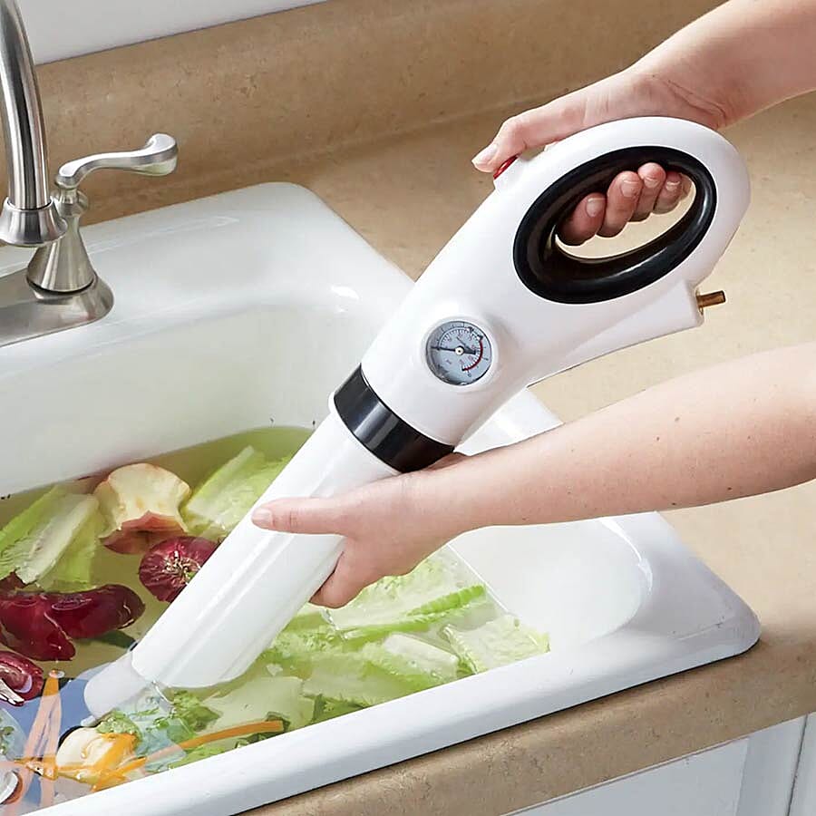 Multi-Purpose Drain Cleaner with Pressure Gauge (Includes Four Different Plunger Head and a Pump)