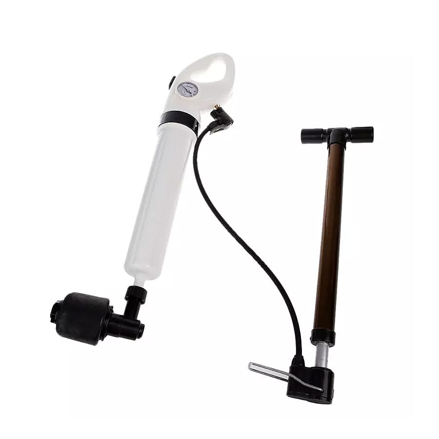 Multi-Purpose Drain Cleaner with Pressure Gauge (Includes Four Different Plunger Head and a Pump)