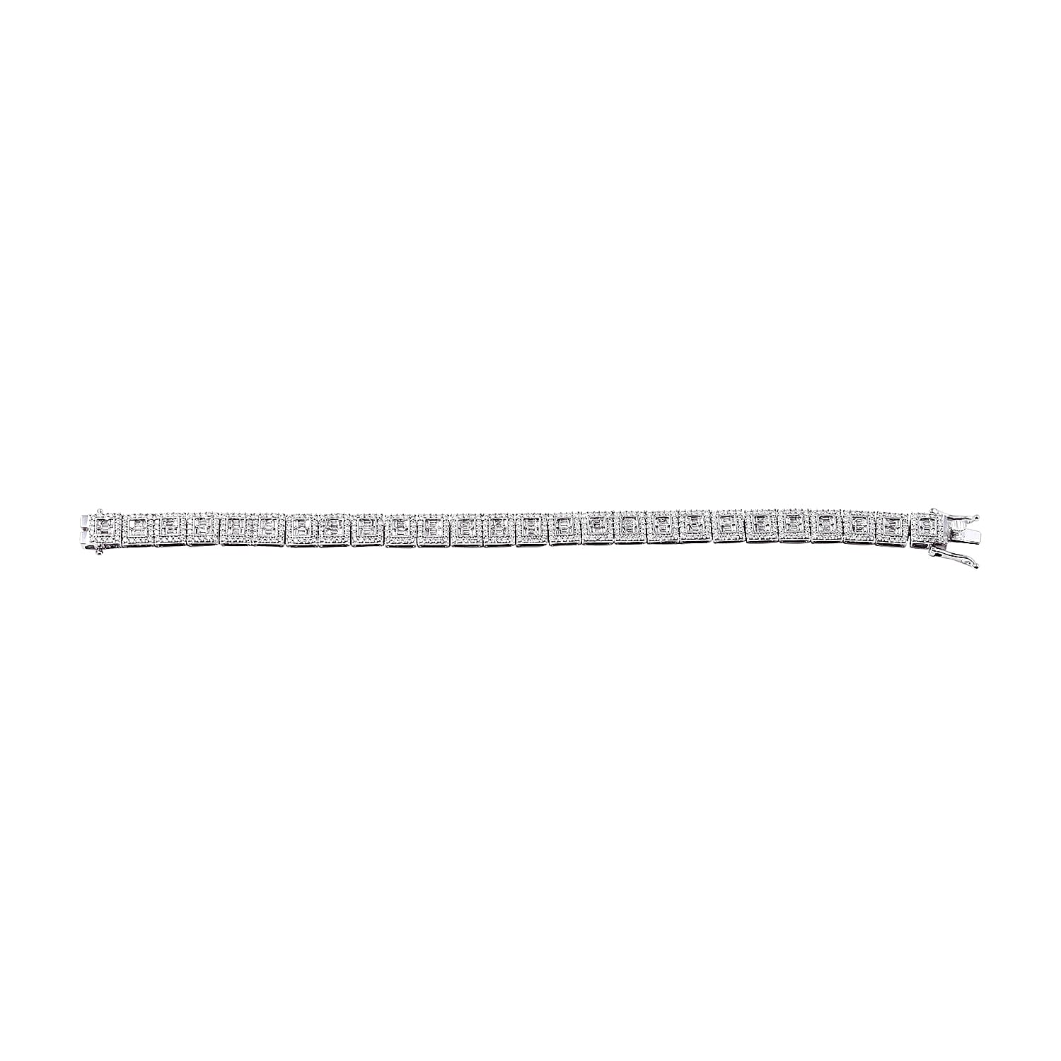 NY Close Out Deal  14K White Gold SGL Certified Diamond (I1-I2/GH) (Bgt) Bracelet (Size 7.5) 5.00 Ct, Gold wt 23.00 Gms