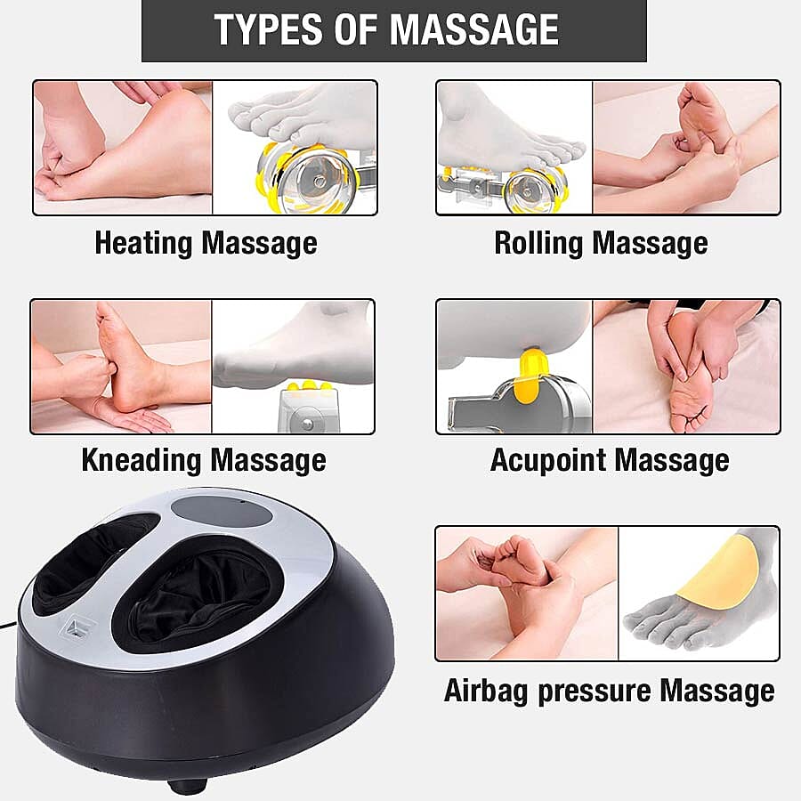 Multi-Functional Shiatsu Home Foot Massager with LED Display - Grey and Black