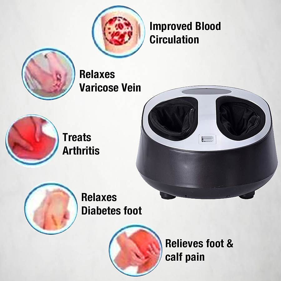 Multi-Functional Shiatsu Home Foot Massager with LED Display - Grey and Black