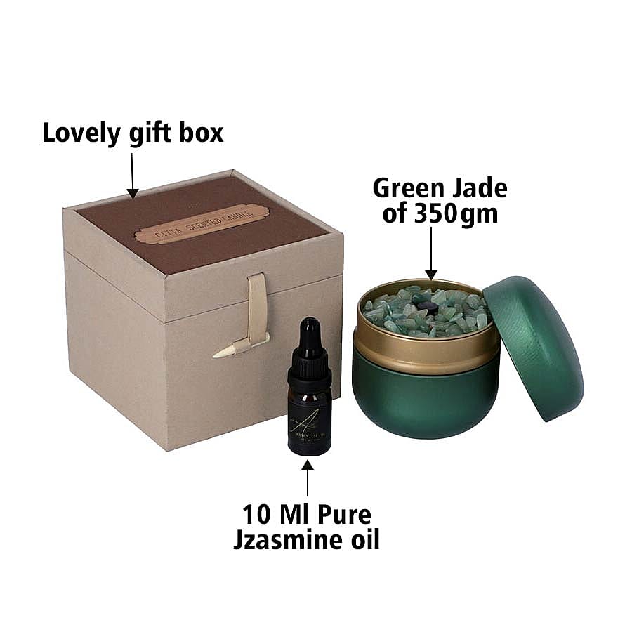 The 5th Season - Pure Jasmine -  Scented Green Jade in Gift Box with Essential Oil