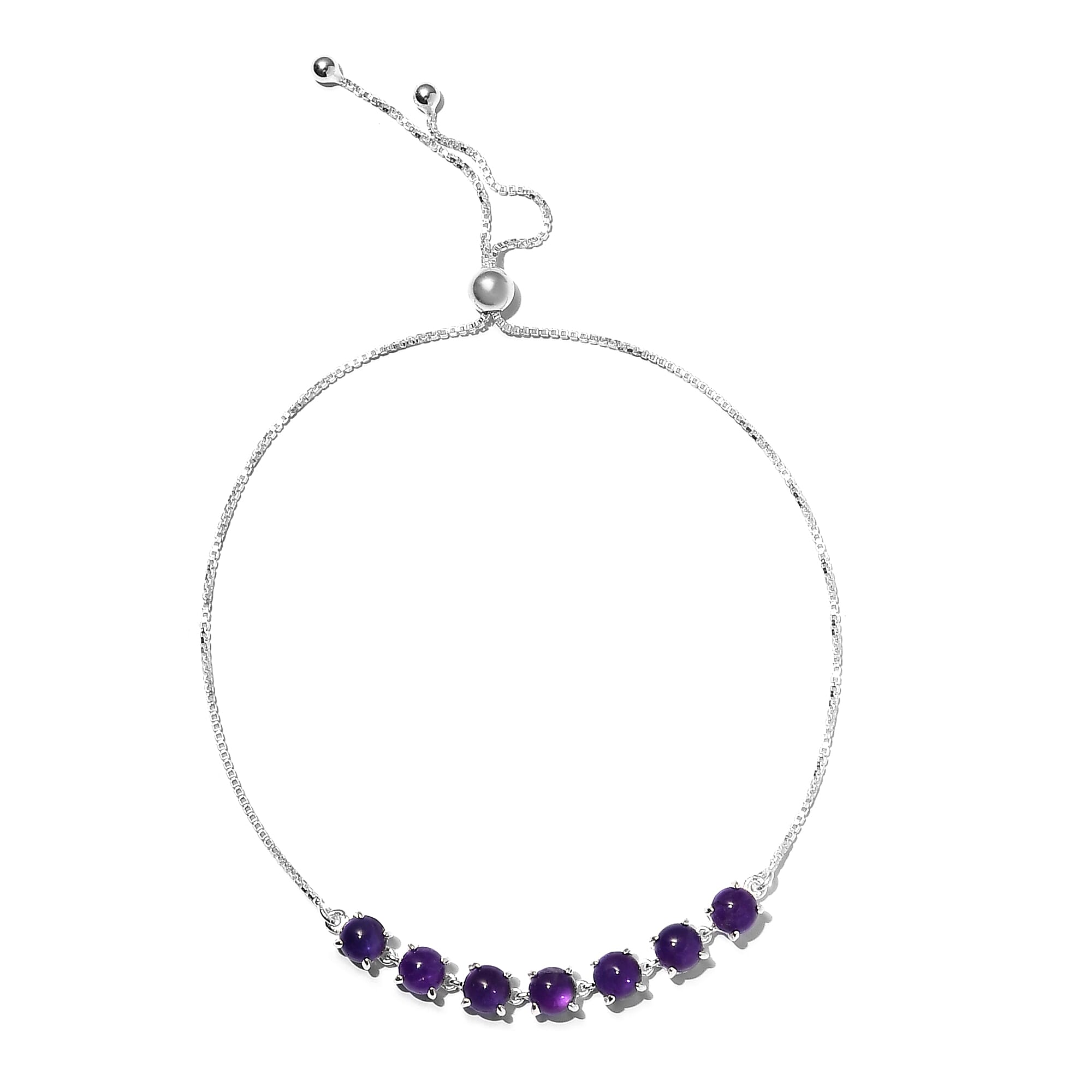 Amethyst (Rnd) Bracelet (Size 6.5-9.0 Adjustable) in Sterling Silver 4.06 Ct.
