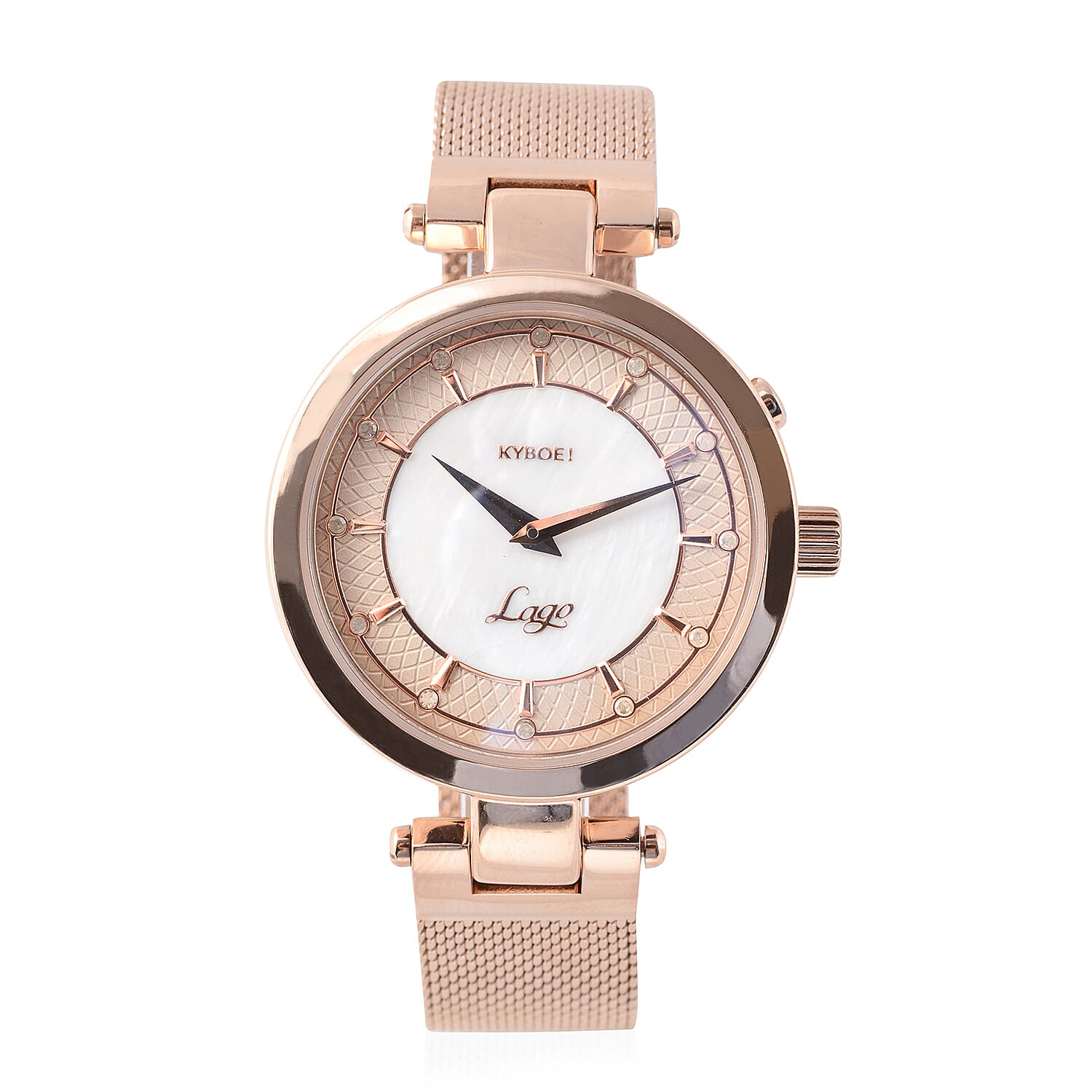 KYBOE Lago Rosa 12 Glowing Diamonds Studded LED Watch - Rose - 36mm dial