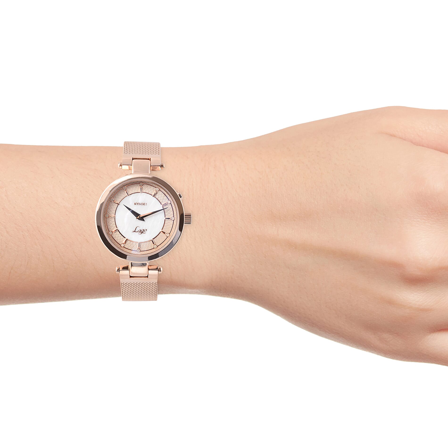 KYBOE Lago Rosa 12 Glowing Diamonds Studded LED Watch - Rose - 36mm dial