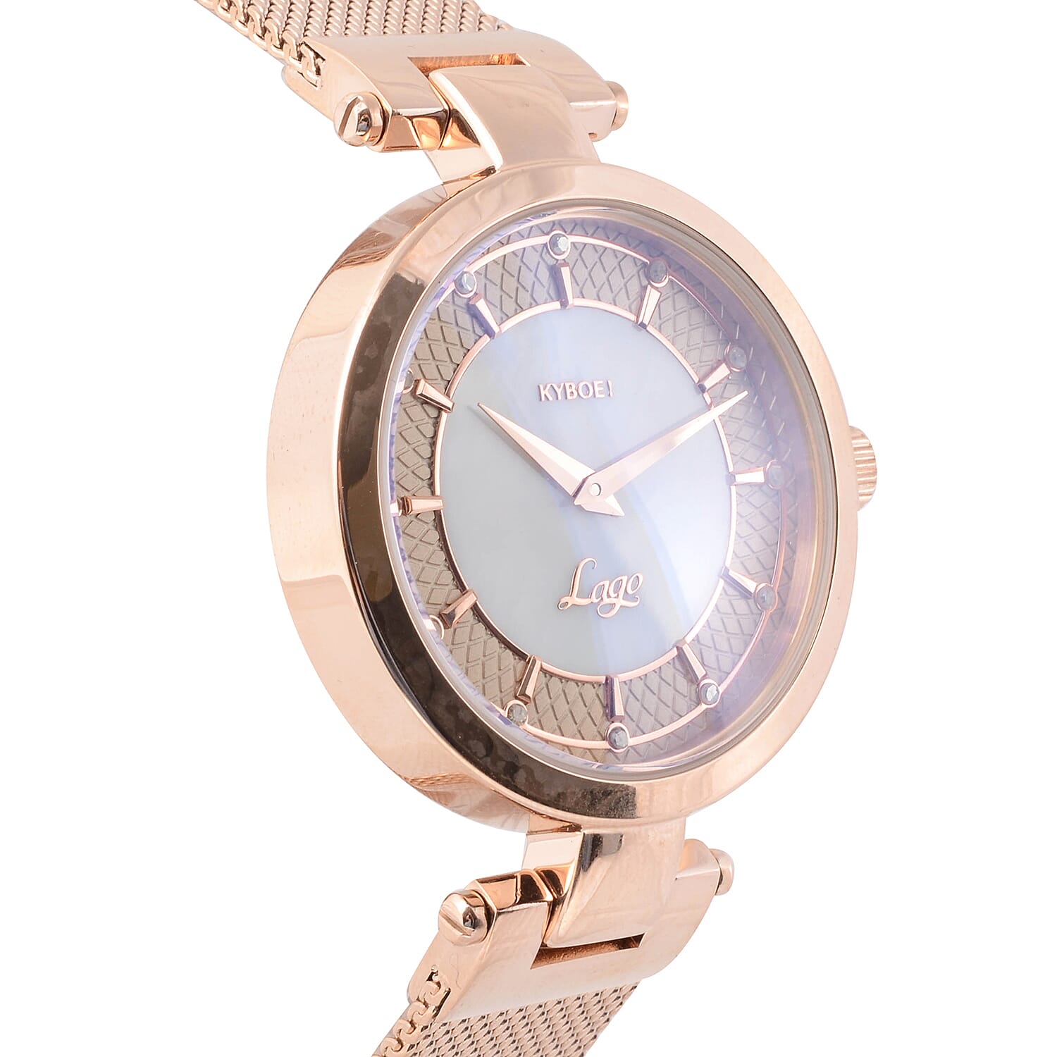 KYBOE Lago Rosa 12 Glowing Diamonds Studded LED Watch - Rose - 36mm dial