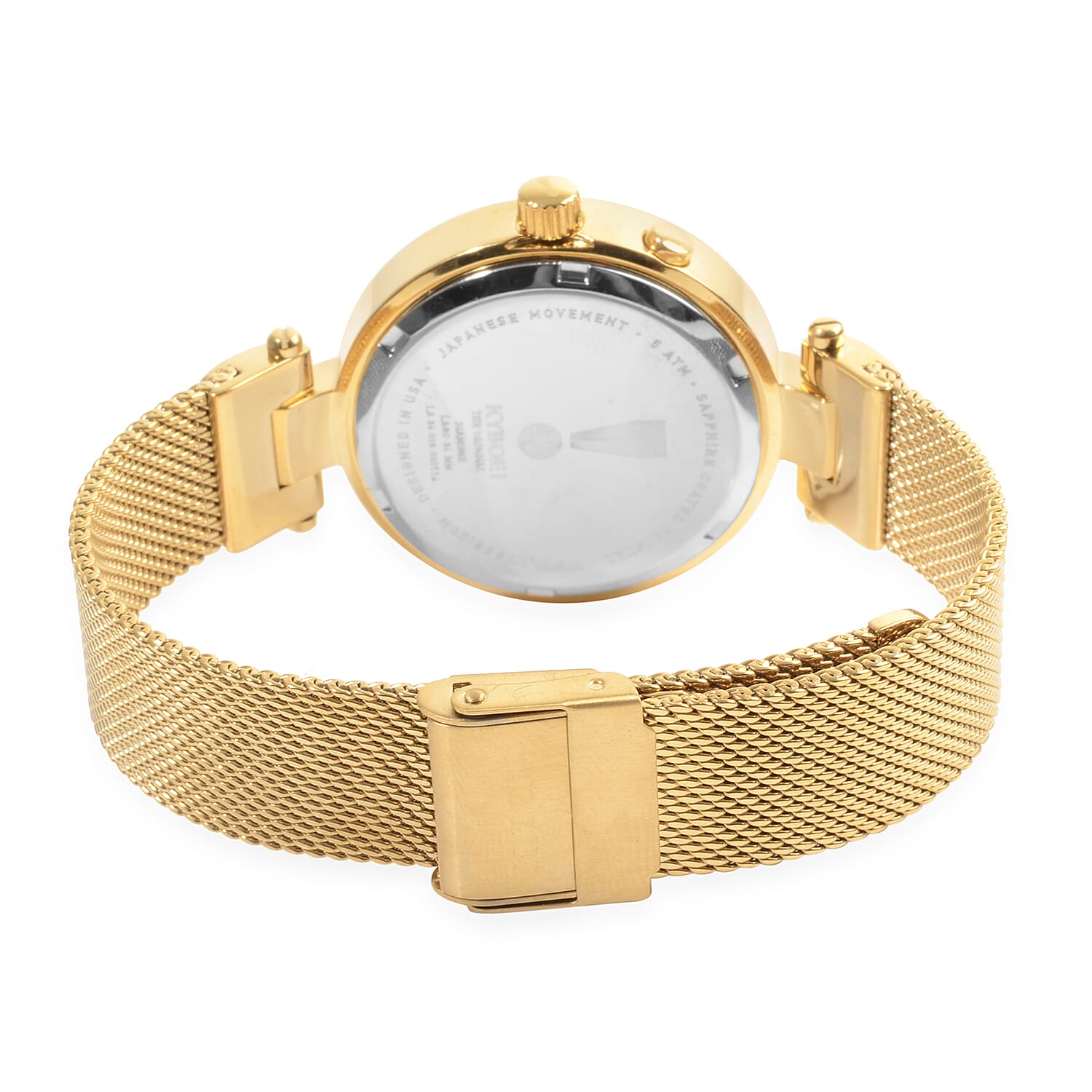 KYBOE Lago Dorado 12 Glowing Diamonds Studded LED Watch - Golden