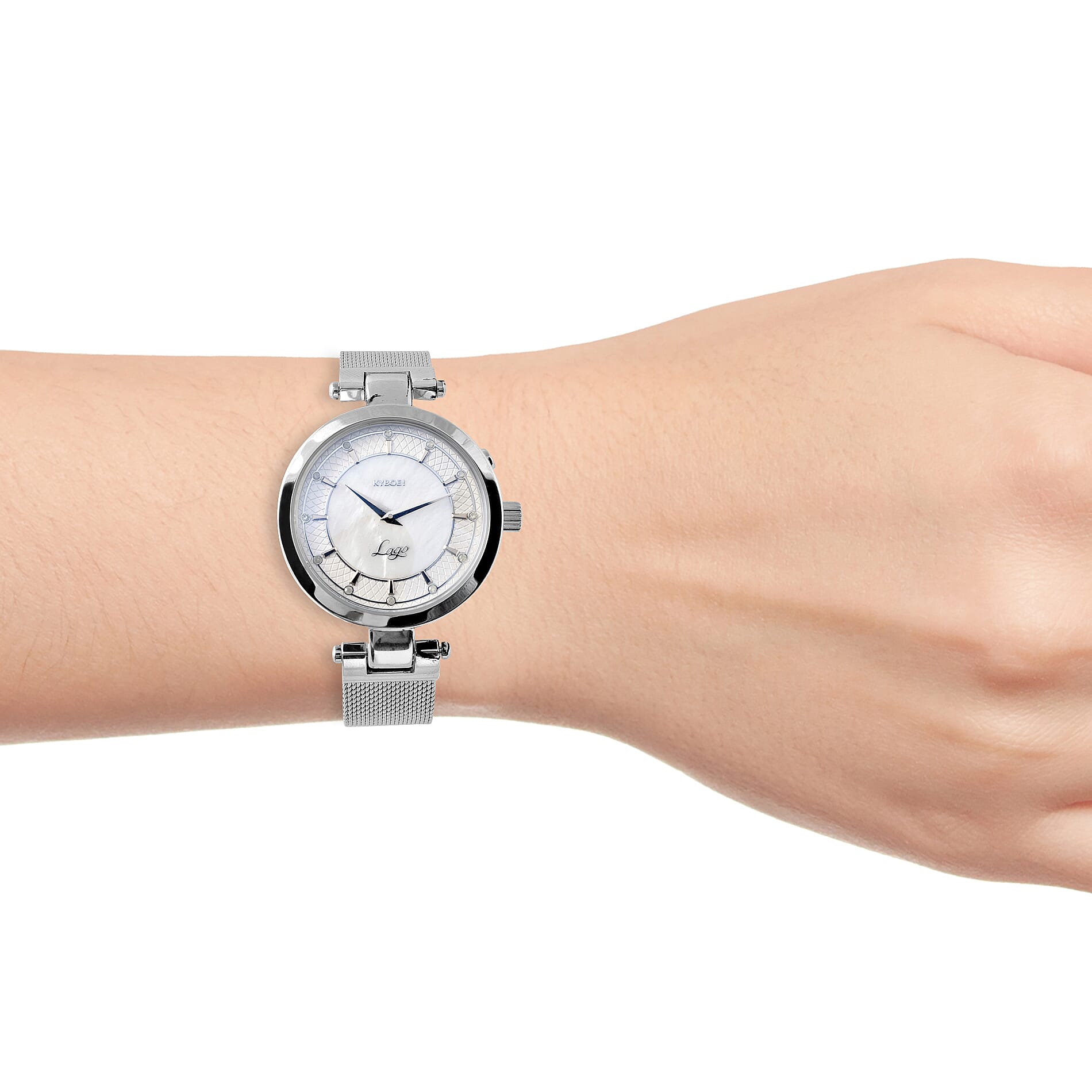 KYBOE Lago Elegance 12 Glowing Diamonds Studded LED Watch - Silver - 36mm dial