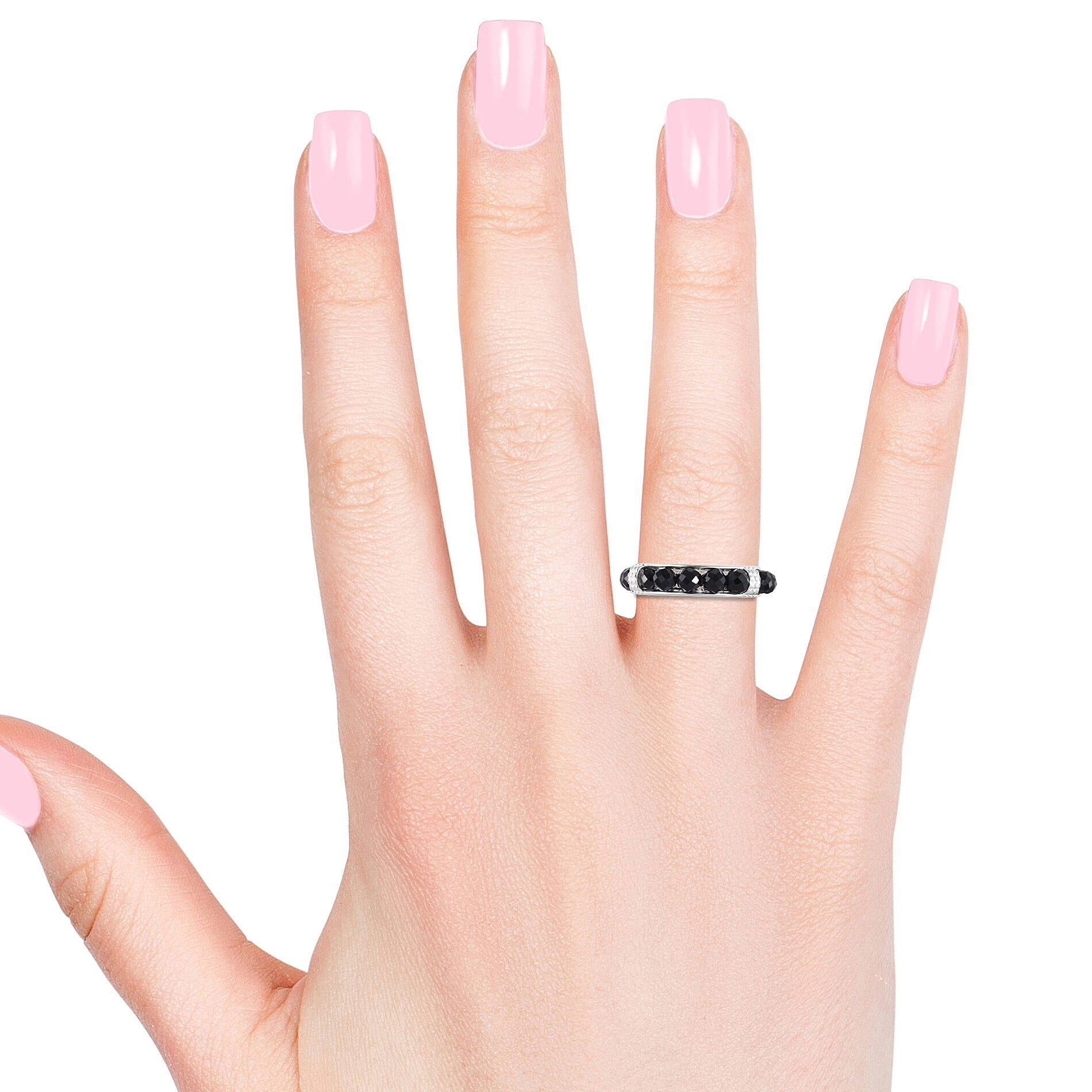 Boi Ploi Black Spinel Band Ring in Sterling Silver 6.50 Ct.