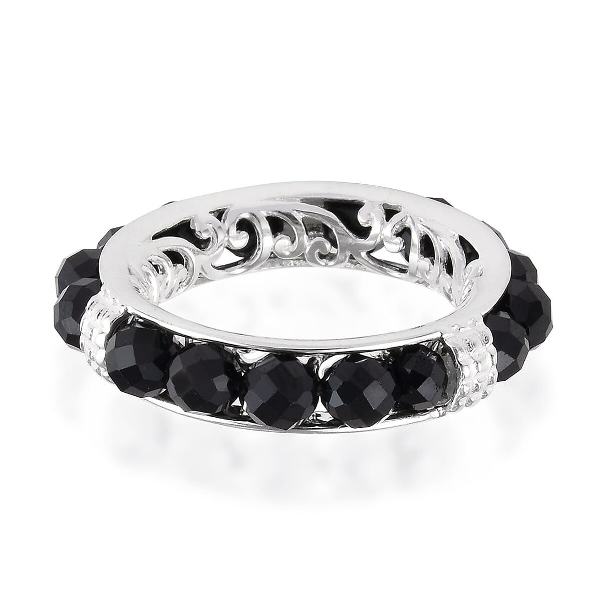 Boi Ploi Black Spinel Band Ring in Sterling Silver 6.50 Ct.