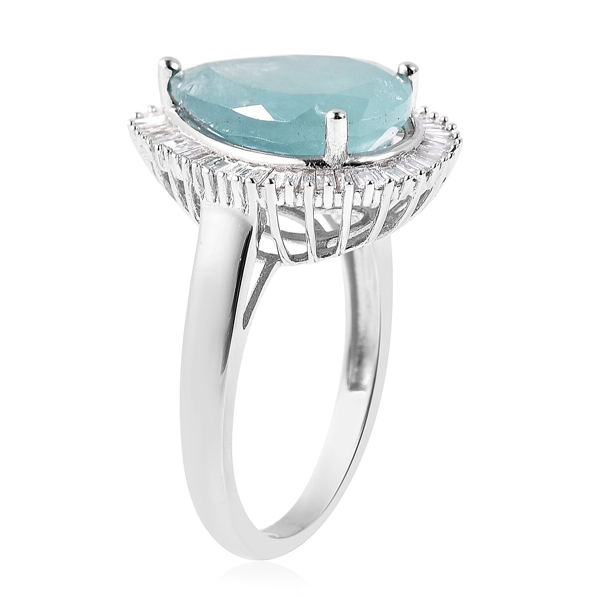 9K White Gold Grandidierite (Pear 14x10 mm) Diamond Ring 5.70 Ct.