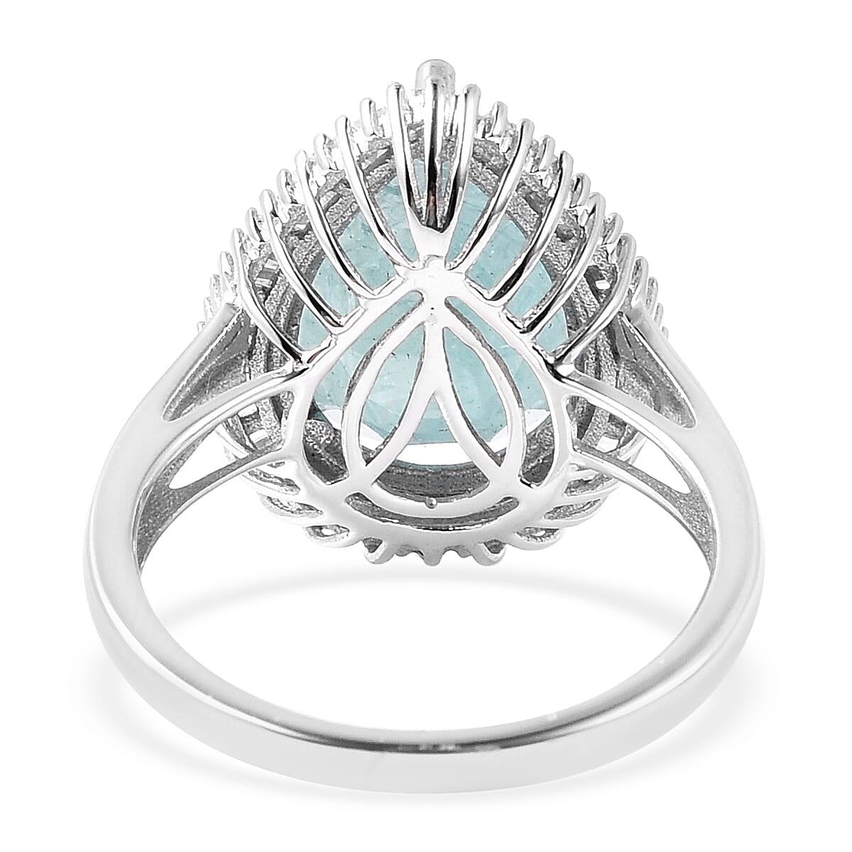 9K White Gold Grandidierite (Pear 14x10 mm) Diamond Ring 5.70 Ct.