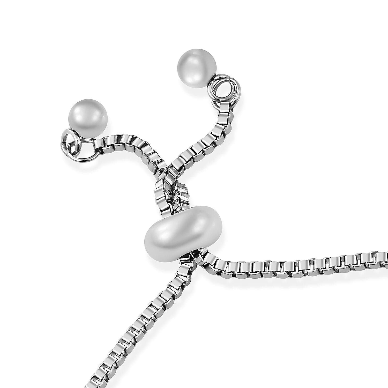 Freshwater Peacock Pearl (Rnd) Adjustable Bolo Bracelet (Size 6.5-9) in Silver Tone