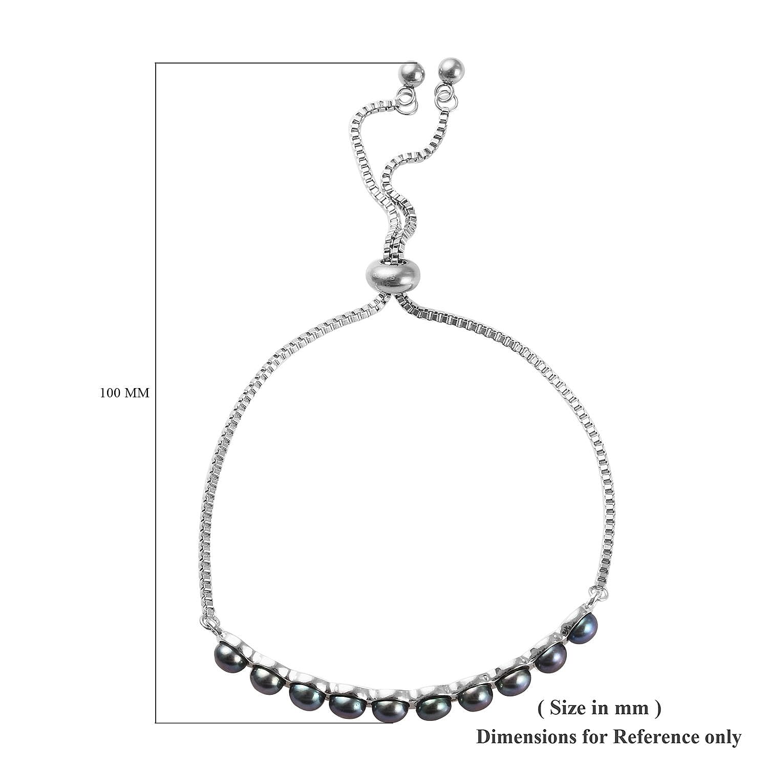 Freshwater Peacock Pearl (Rnd) Adjustable Bolo Bracelet (Size 6.5-9) in Silver Tone