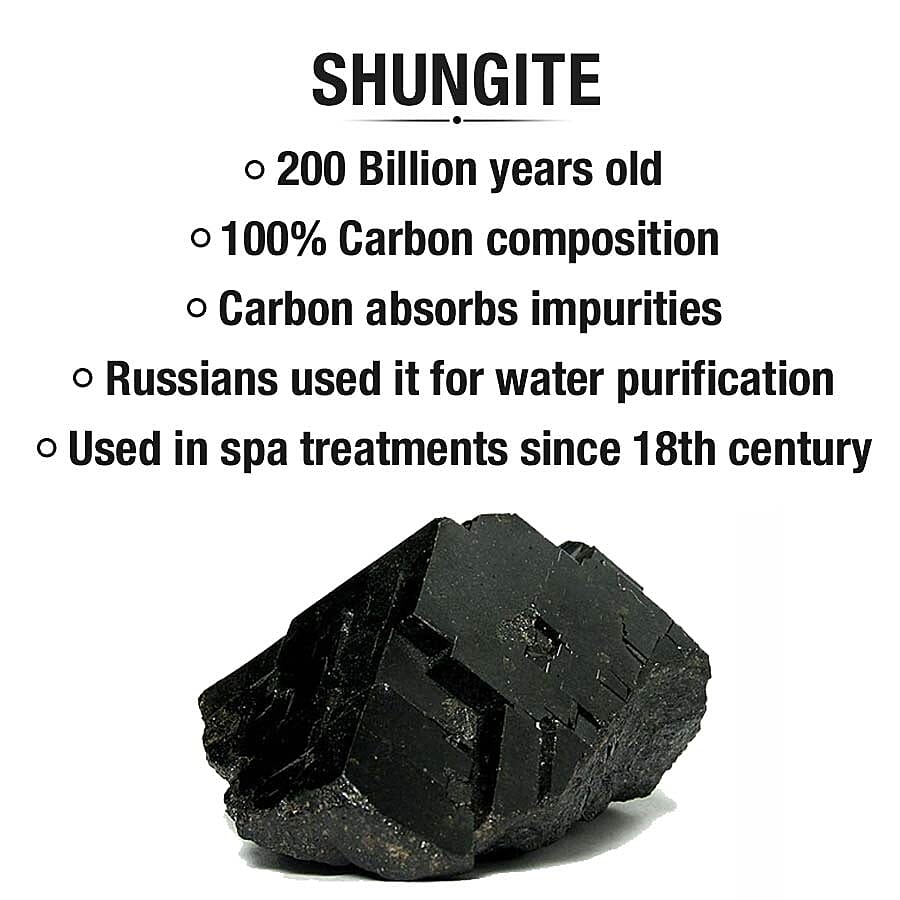 Set of 4 - Bathroom Set with Shungite (Includes Shampoo Dispenser, Toothbrush Holder, Tumbler and Soap Dish) - Black